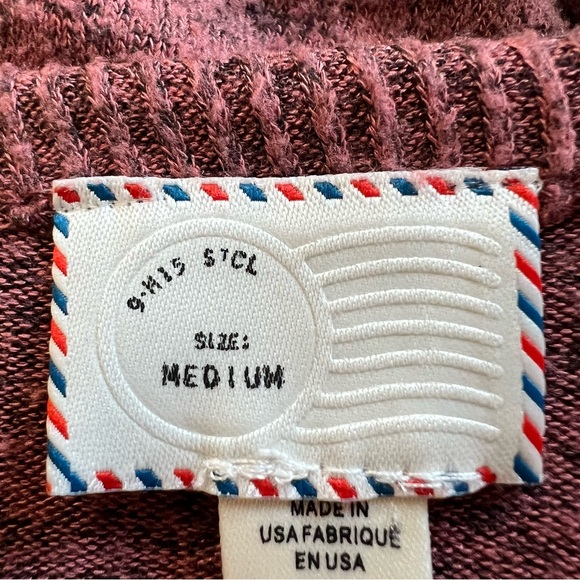 Anthropologie Postage Stamp Pink Long Sleeve Ruffle Split Hem Sweater Women's M - Picture 6 of 9